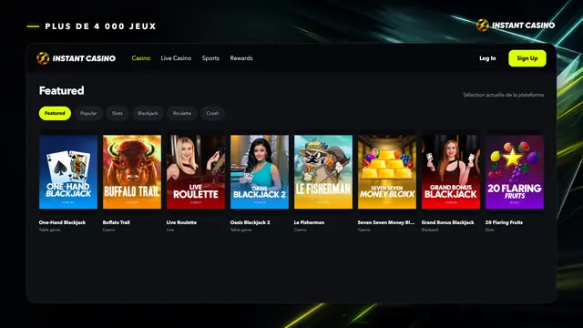 Catalogue de jeux Instant Casino