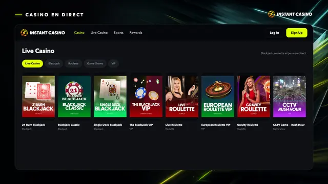 Tables et jeux Instant Casino Live
